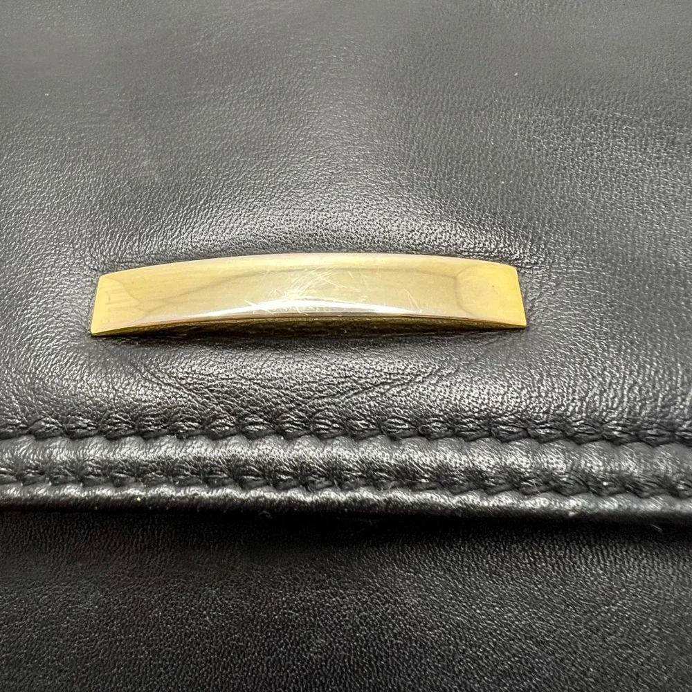 Cabin Creek Vintage Black Cowhide Leather Clutch Bag Gold Hardware 90s‎ Style